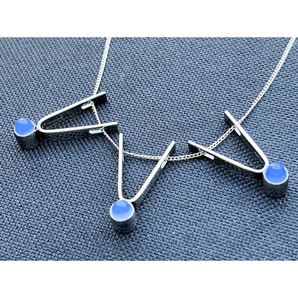 Elis Kauppi Jewelry - Modernist Elis Kauppi Mid Century Pendant Trio Necklace Kupittaan Kulta Oy